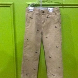 Khaki pant with dog prints